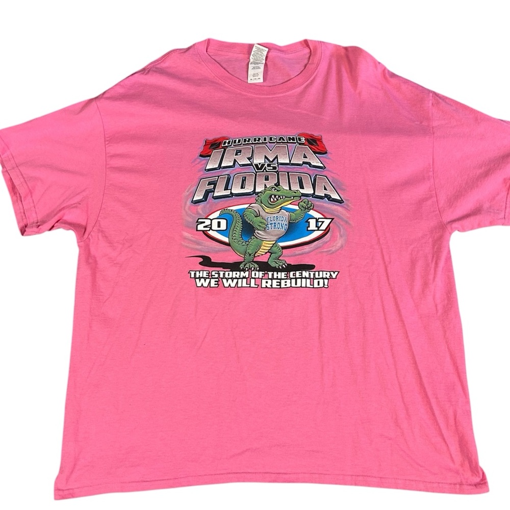 Hurricane Irma vs Florida 2017 Gator Print Men's T-Shirt Pink 2XL